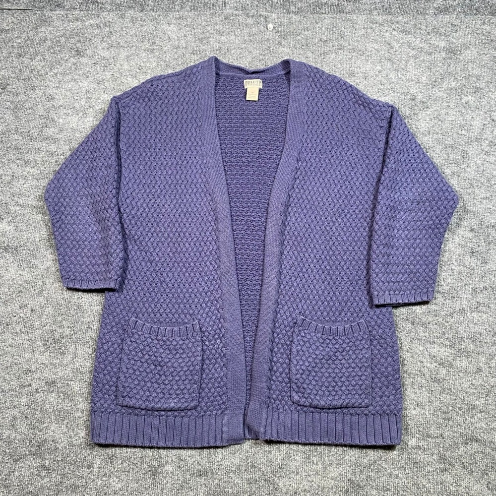 Duluth Trading Co Mens Violet‎ Cotton Hemp Basketweave Cardigan Sweater M 53244